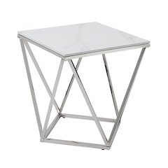Alfeo Stainless Steel End Table in Silver