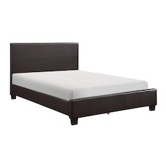 Lorenzi Faux Leather Queen Bed in Dark Brown