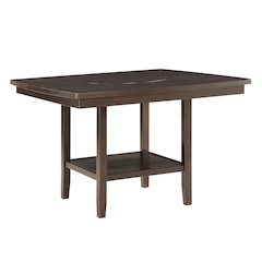 Balin Wood Counter Height Table with Lazy Susan in Dark brown