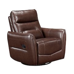 Thomas Leather Swivel Glider Reclining Chair in Brown