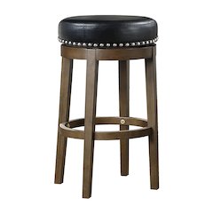 Westby Solid Wood 29" Round Swivel Stool, Set of 2 in Black