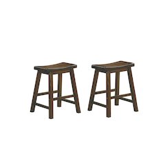 Saddleback Solid Wood 18" Height Stool, Set of 2 in Cherry Finish