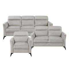 Tellot Microfiber 3pc Set: Sofa, Loveseat, Chair in Tan