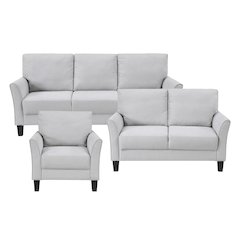 Aliana Textured 3pc Set: Sofa, Loveseat, Chair in Gray
