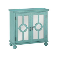 Poppy Asian Hardwood Accent Chest in Antique Aqua
