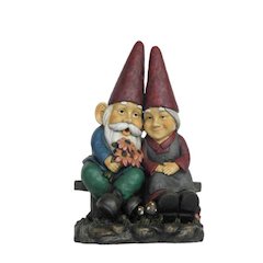 Old Gnome Couple On Bench