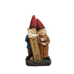 Robert & Sofia Standing Gnome Couple with Welcome Sign