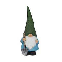 16in Garden Gnome Statue Holding Shovel