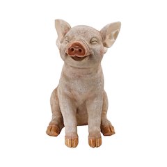 16.65" H Smiling Pig W/Wings Sitting