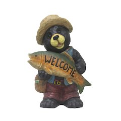 Bear with Fish Welcome Sign for Garden or Home