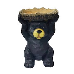 Sitting Bear Holding Bird Bath Garden Decor