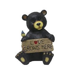 Sitting Bear Holding Love Sign Garden Decor
