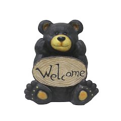Thinking Bear with Welcome Sign Garden Decor