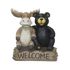 Bear and Moose Garden Welcome Sign