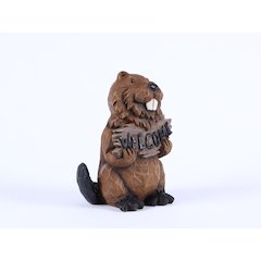 Beaver Holding A Welcome Sign