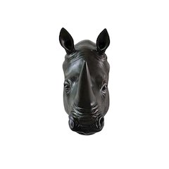 Rhinoceros Head Wall Mount Art Black Color