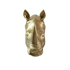Rhinoceros Head Wall Mount Art Gold Color