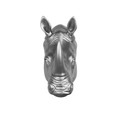 Rhinoceros Head Wall Mount Art Silver Color