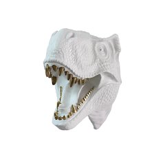 Dinosaur Head Sculpture White Color Wall Mounted Ornament