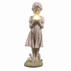 Girl Holding Bubble Lighted Garden Statue Solar Powered LEDs