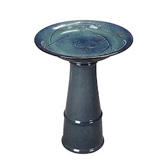 Ceramic Birdbath - Ocean Blue Serenity