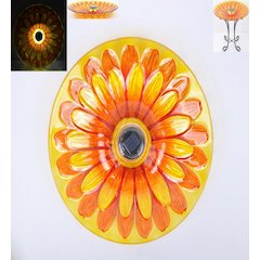 Solar Floral Glass Bird Bath with Stand