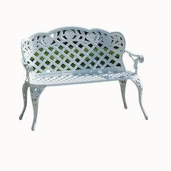 White Lattice Design Garden Bench 42.5 Inch Long