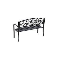 Garden Bench Black Scroll Backrest 50 Inch Long