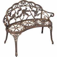 Bronze Metal Rose Garden Bench
