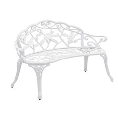 White Metal Rose Garden Bench