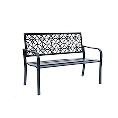 Classic Noir- Black All-Steel Garden Bench for Timeless Appeal