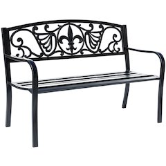 Sleek Black - Steel and Cast Iron Garden Bench in Timeless Black