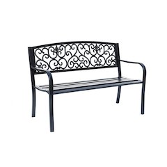 Iron Symphony- Steel and Cast Iron Garden Bench in Timeless Black