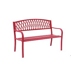 Passionate Red Reverie- Steel and Cast Iron Garden Bench