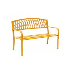 Sunny Days Ahead- Yellow Steel and Cast Iron Garden Bench