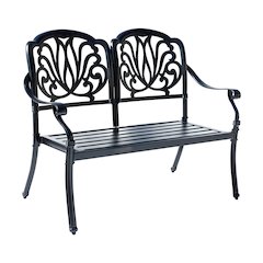 Midnight Oasis- Black Cast Aluminium Garden Bench with Easy Assembly