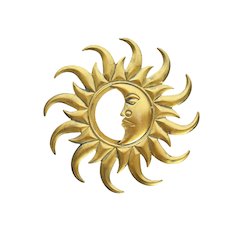 Metal Garden Decor-Golden Half Moon Sunface