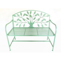 Blue Metal Garden Bench Tree Pattern