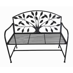 Metal Garden Bench Tree Pattern-Black