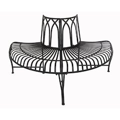 Black Tree Wrap Garden Bench Semi-Circle
