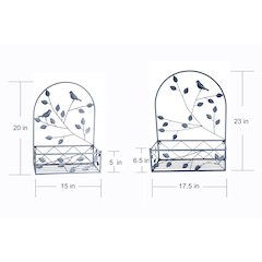 Gray Metal Hanging Plant Holder 2 Pcs Set Outdoor Wall Decor