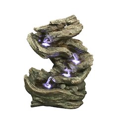 4 Level Log Waterfall Fountain W/LED
