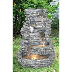 Multi Level Rock Fountain W/Warm White LEDs