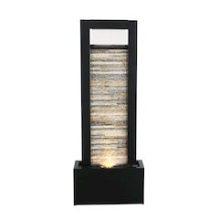 Versatile Zen Metal Fountain with Stone Brick Accent