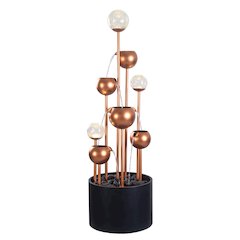 Outdoor Metal Fountain with Glass Ball Accent and Warm White LED Lights