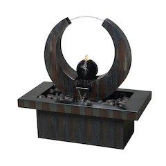 Outdoor Metal Fountain with LED Lights - Rusty Gray