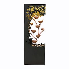 Black LED Fountain with Hollowed Flower & Bowl Design - Outdoor