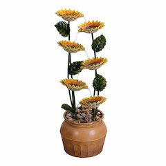Sunflower Metal Fountain with Galvanized Finish - Outdoor