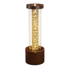Metal Cascading Rain Water Fountain with Warm White LED Lights - Outdoor