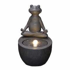 Meditating Frog Polyresin Fountain with LED Lights